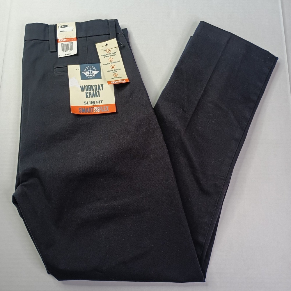 Dockers Workday Slim-Fit Khakis Men's Size 33x30 Black Stretch Flex NWT